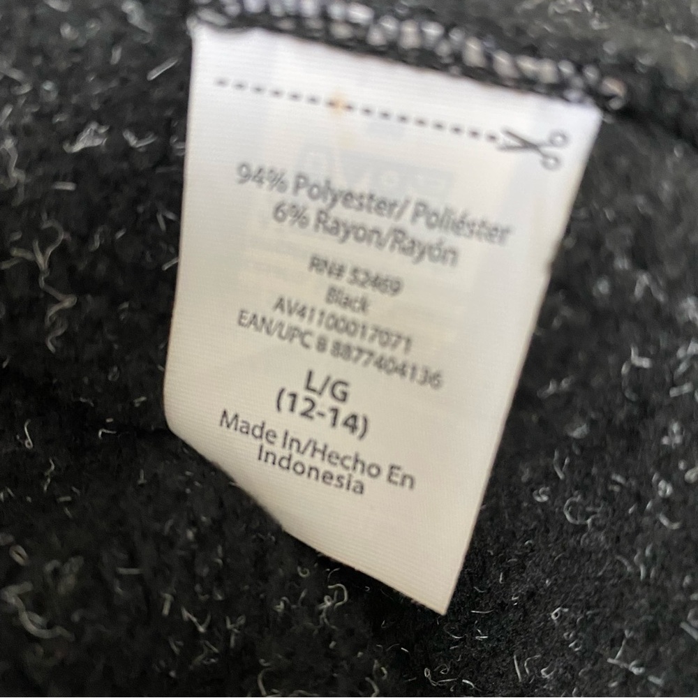 AVIA Mid Weight Fleece Sweat Jacket Size L 12-14‎ Black Long Sleeve - Picture 6 of 10